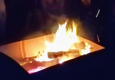 Campfire in oil barrel